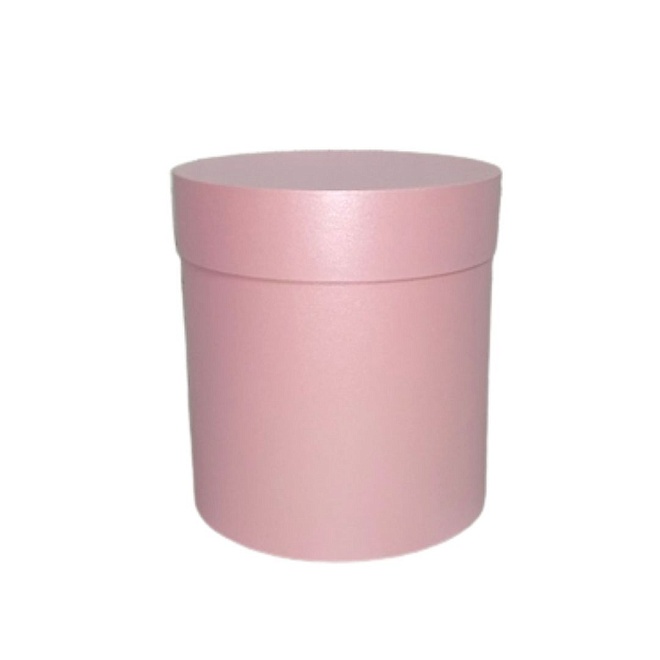 Коробка шляпная с крышкой d25*h25см глянцевый розовый