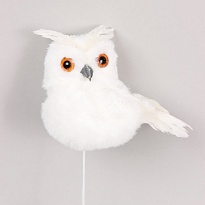 Вставка Сова из натуральных перьев 12*5 h26см белый