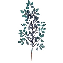 Ветка декоративная с глиттером h65см изумрудный с синим