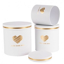 Коробка шляпная Тубус с Сердцем d20*h20см белый