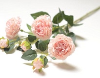 Роза искусственная, 3 головы, 3 бутона, h64см, нежно-розовый