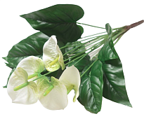  Антуриум в букете искусственный 5 голов h50см белый