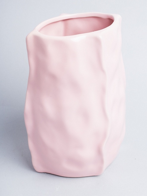 Ваза декоративная h19см керамика розовый