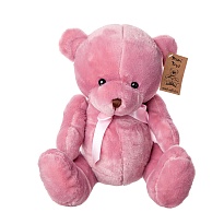 Мягкая игрушка Медведь с бантом h25см темно-розовый