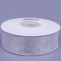 Лента парча 25мм*25ярд серебяный