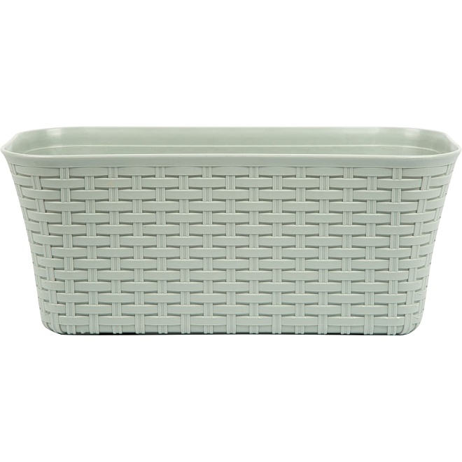 Ящик балконный Ротанг 38,5*16 h18см 11л с вкладкой пластик белый 