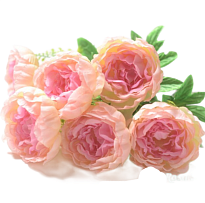 Пионы в букете, искусственные, 7 голов, h52см, нежно-сиреневый