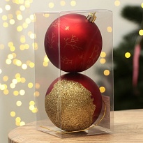Елочные игрушки Шар Новогодних Чудес d8см 2шт пластик красный