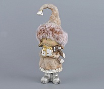 Фигурка декоративная девочка в пушистой шапочке 17,5см латте