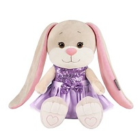 Мягкая игрушка Jack&Lin, Зайка Лин в сиреневом платье с пайетками h25см инд.упак