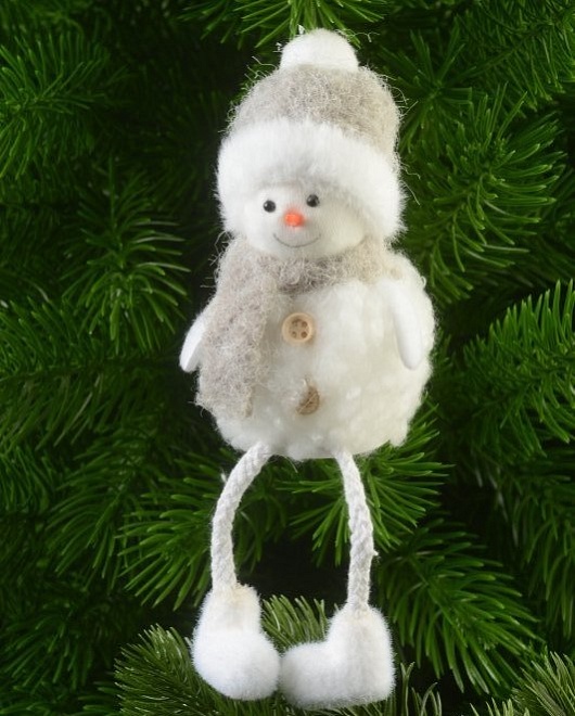 Елочные игрушки Снеговик h18см белый