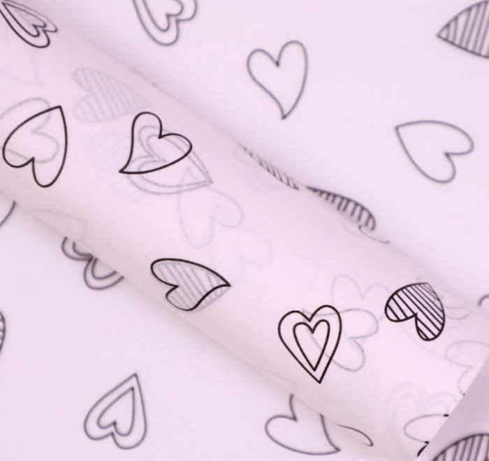 Тишью 50*70см Сердца 20л розовый с черным