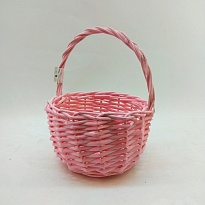 Корзина (ива) d24*h13*hh26см круг розовый