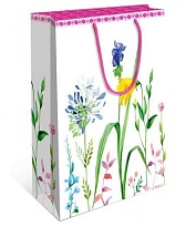 Пакет подарочный 26*32*9см Цветы акварельные