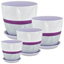 Горшок Бутон Ивуар d15 h15см 1,7л с поддоном керамика сиреневый