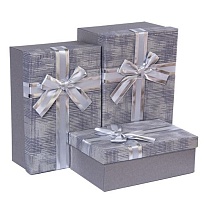 Коробка с бантом 19*12*6см серый