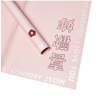 Пленка матовая 58*58см Иероглифы 10 листов розовый