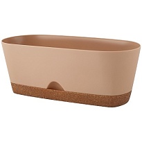 Горшок Wood 25*11,5 h9,5см 1,98л с поддоном пластик молочный шоколад/бук