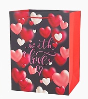 Пакет подарочный 26*36*10см с глиттером С любовью-2