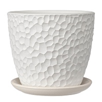 Горшок Бутон Манго d18 h15см 2,8л с поддоном бетон белый