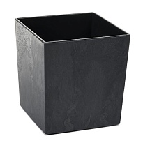 Кашпо Ламела Юкка ECO recycled beton 30*30 h31см 19л с вкладкой пластик черный бетон
