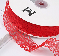 Лента кружево 3см*50ярд красный