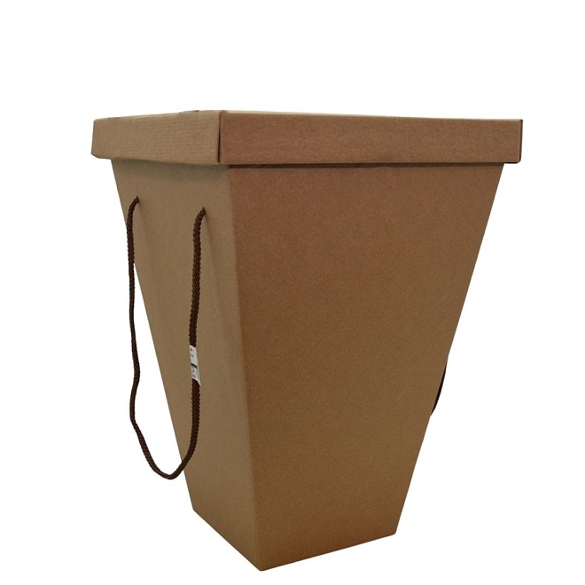 Коробка под цветы Трапеция 16*30*43 см с крышкой крафт