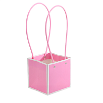 Пакет для цветов 12,5*11,5*12,5см розовый фламинго с белой окантовкой