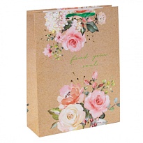 Пакет подарочный 30*39*10см багряный закат роз 