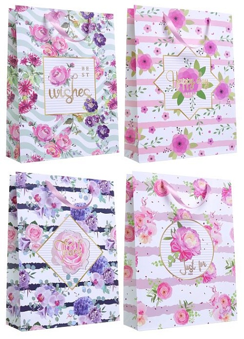 Пакет подарочный 31*42*12см Нежность ассорти