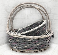 Корзина (ива) d35*28*h12*hh36см овал темно-серый