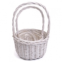 Корзина (ива) d16*h12*hh32см круг  белый 