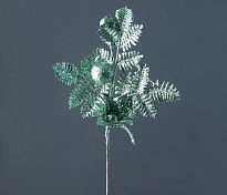 Ветка декоративная с глиттером h32см пастельно-зеленый
