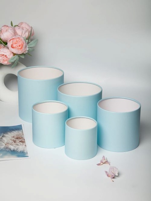 Коробка шляпная без крышки d12*h12см матовый небесный