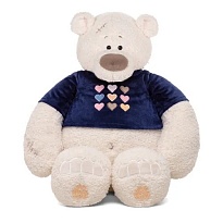 Мягкая игрушка KULT Медведь Тато в синей майке h37см 