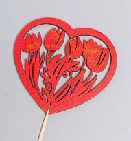 Вставка Сердце с тюльпанами 8*h30см красный 5шт