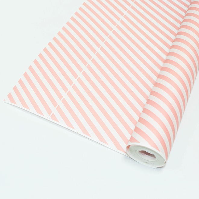 Бумага крафт белая 70см*7,5м 400г Диагональ нежно-розовый