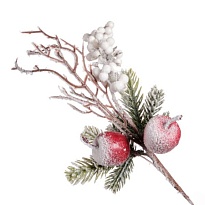Ветка искусственная еловая с яблоками и шариками h28см 