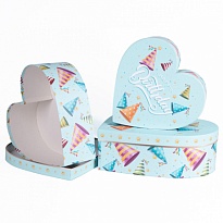 Коробка Сердце Happy Birthday 26*26*9,5см голубой