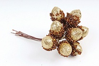 Вставка Желуди 10шт d2x3xh12см с глиттером золотой