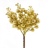 Набор веток с ягодами на вставках 6шт h19см золотой