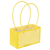 Пакет для цветов 10*13*22см желтый с темно-желтыми линиями