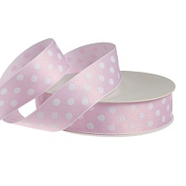 Лента хлопковая 26мм*12ярд Горох розовый