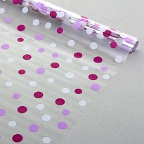 Пленка прозрачная 70см*08м Коллекция горох пурпур/сирень/белый