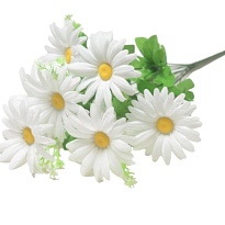 Ромашка в букете, искусственная, 9 голов, h52см, белый