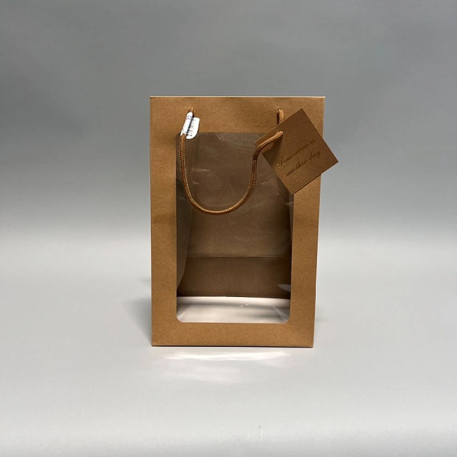 Пакет для цветов  Окно 30*20*15см розовый