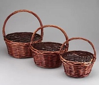 Корзина плетеная (ива) d28*h14*hh17см коричневый