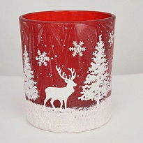 Подсвечник из стекла d8,8*h10см красный белый