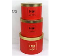 Коробка шляпная Love d25.5*h18см красный золотой