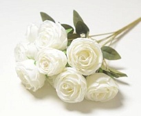 Розы в букете, искусственные, 9голов, h42см, белый
